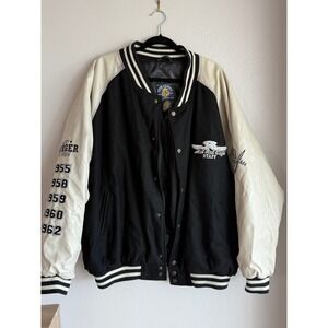 Steve Barrys Hot Rod Cafe Staff Letterman Jacket Black Cream Wool Blend XXL